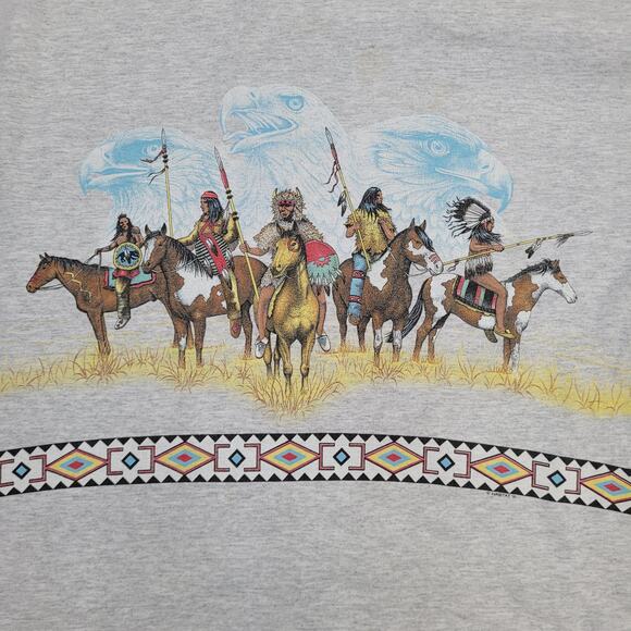 Vintage 1991 Native-American Shirt L/XL 23x28 Wrap-Around - Picture 6 of 16